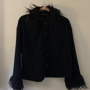 Black Faux Fur Corduroy Jacket